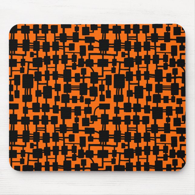 Abstract Network - Black on Orange FF6600 Mouse Pad (Front)