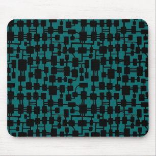 Abstract Network - Black on Teal 006666 Mouse Pad