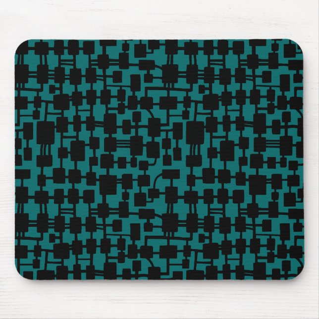 Abstract Network - Black on Teal 006666 Mouse Pad (Front)
