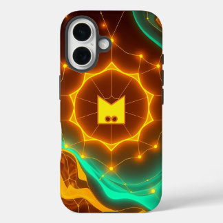Abstract Network Glow with Vibrant Waves iPhone 16 Case