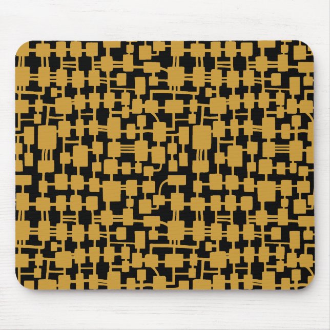 Abstract Network - Golden Brown on Black Mouse Pad (Front)
