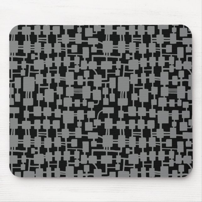 Abstract Network - Grey on Black Mouse Pad (Front)