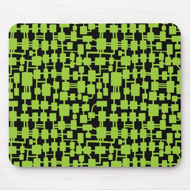 Abstract Network - Martian Green on Black Mouse Pad (Front)