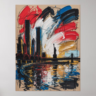 Abstract New York City Impasto Painting Poster