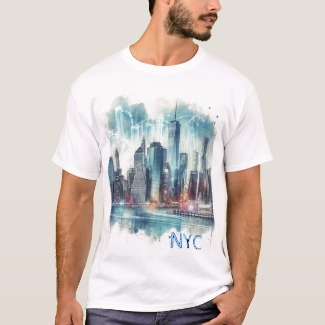  Abstract New York City Watercolor T-Shirt (Front)