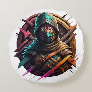 Abstract Ninja Warrior Round Cushion