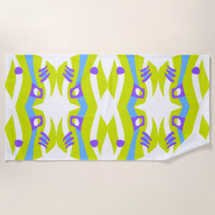 Abstract Noah’s Ark Green Purple Blue Beach Towel