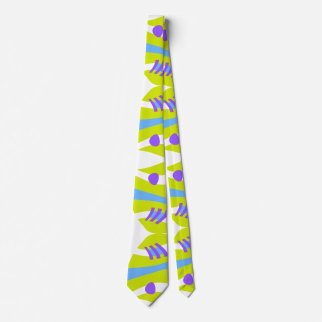 Abstract Noah’s Ark Green Purple Blue Neck Tie (Front)