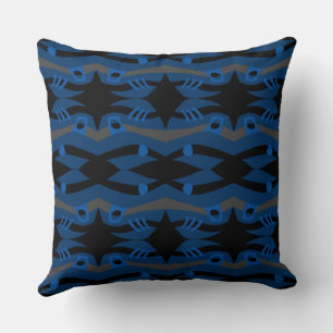 Abstract Noah's Ark Black Blue Gray Cushion