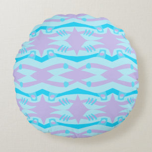Abstract Noah's Ark Blue Lilac Round Cushion
