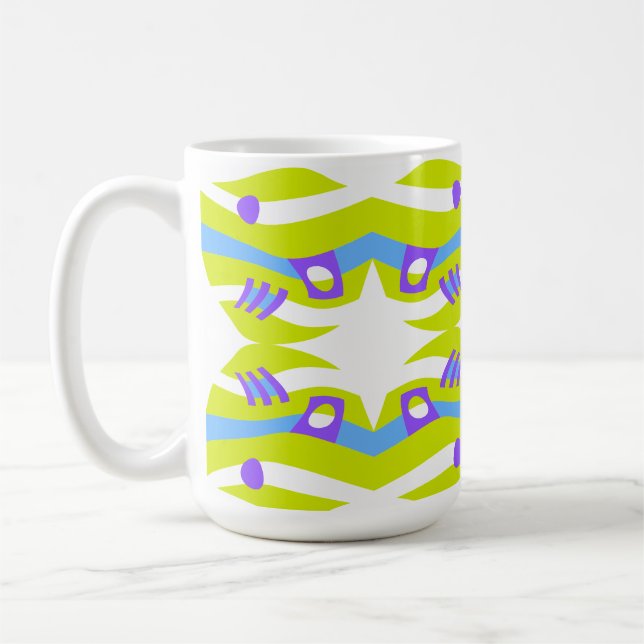 Abstract Noah's Ark Green Purple Blue Coffee Mug (Left)