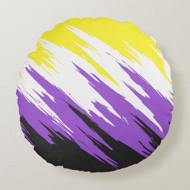 Abstract Nonbinary Pride Flag     Round Cushion (Front)