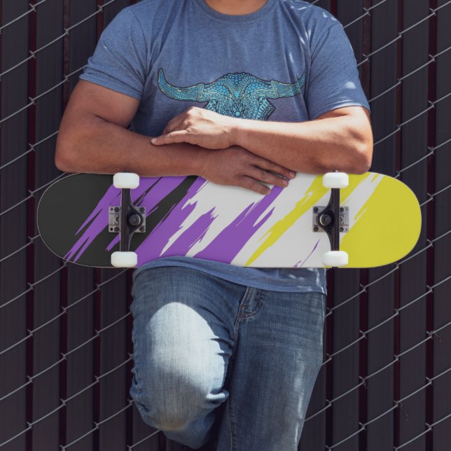Abstract Nonbinary Pride Flag     Skateboard (Outdoor 3)