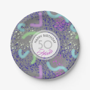 Abstract Noodle personalised 50th Birthday P Plate