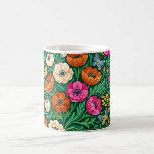 Abstract Nordic Anemones Butterflies Coffee Mug