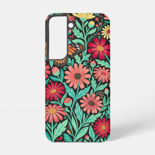 Abstract Nordic Daisies Butterfly Samsung Cases