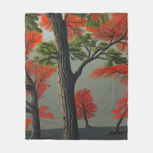 Abstract Northern Autumn Woodland Fleece Blanket