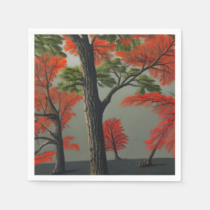 Abstract Northern Autumn Woodland Napkin