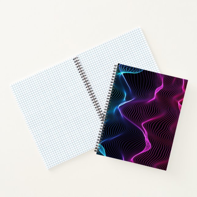 Abstract notebook cover features wavy blue  (Inside)