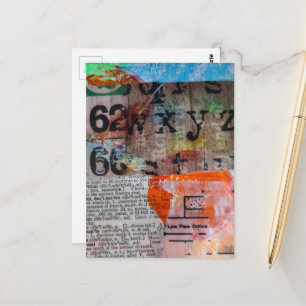 Abstract Numbers Letters Grunge collage Postcard