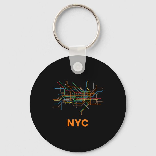 Abstract Nyc Subway Lines Minimalist New York Desi Key Ring (Front)