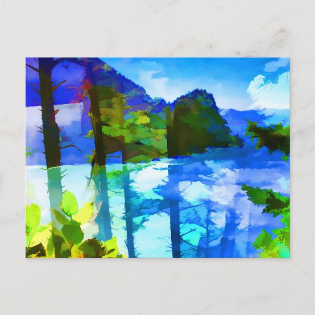 Abstract Ocean and Mountains Postcard (Front)