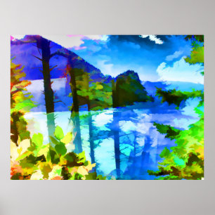 Abstract Ocean and Mountains Value Poster