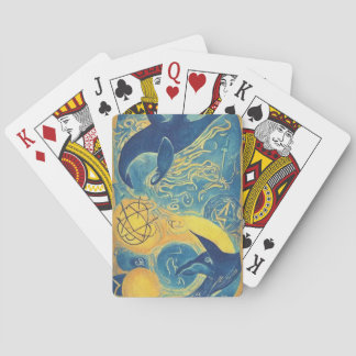 abstract ocean and sun playing cards