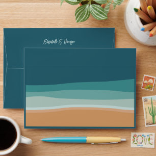 Abstract Ocean Beach Wedding Envelope