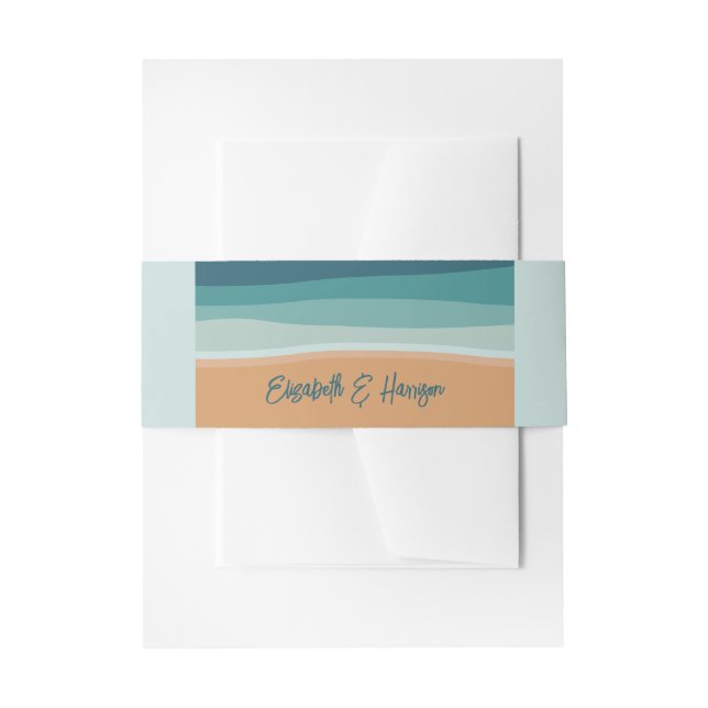 Abstract Ocean Beach Wedding Invitation Belly Band (Front Example)