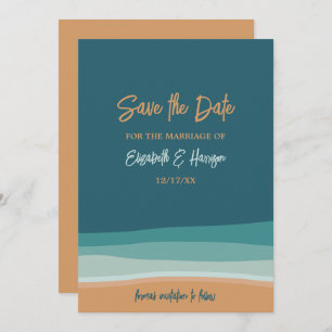 Abstract Ocean Beach Wedding Save The Date