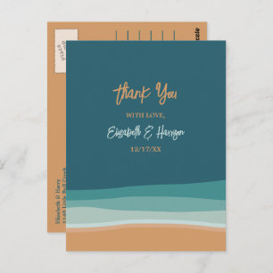 Abstract Ocean Beach Wedding Thank You Postcard