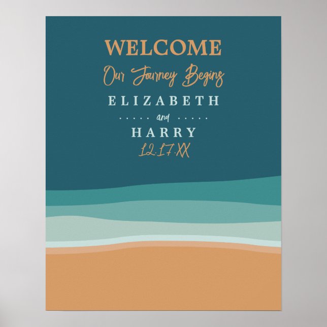 Abstract Ocean Beach Wedding Welcome Poster (Front)