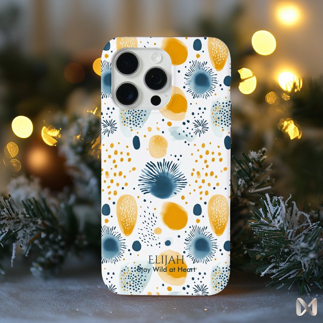 Abstract Ocean Bloom  - Navy and Mustard Sea  Case-Mate iPhone Case (Creator Uploaded)