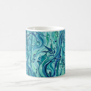 Abstract Ocean Blue Bamboo Grove Coffee Mug
