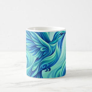 Abstract Ocean Blue Hummingbird Coffee Mug