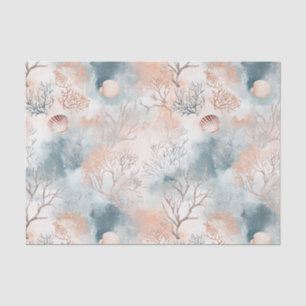 Abstract Ocean Coral Orange Blue Fluid Tissue Paper