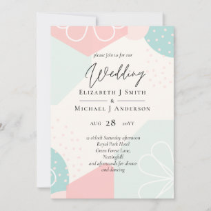Abstract Ocean Coral Wedding Invite BUDGET