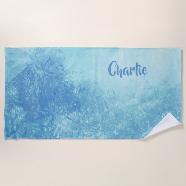 Abstract Ocean custom name beach towel (Front)