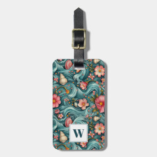 Abstract Ocean Floral Luggage Tag