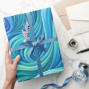 Abstract Ocean Gradient Waterfall Wrapping Paper