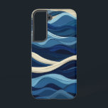 Abstract Ocean Layers Phone Case<br><div class="desc">A rhythmic pattern of ocean waves flows in layered blue hues,  creating a bold,  modern interpretation of the sea’s movement.</div>