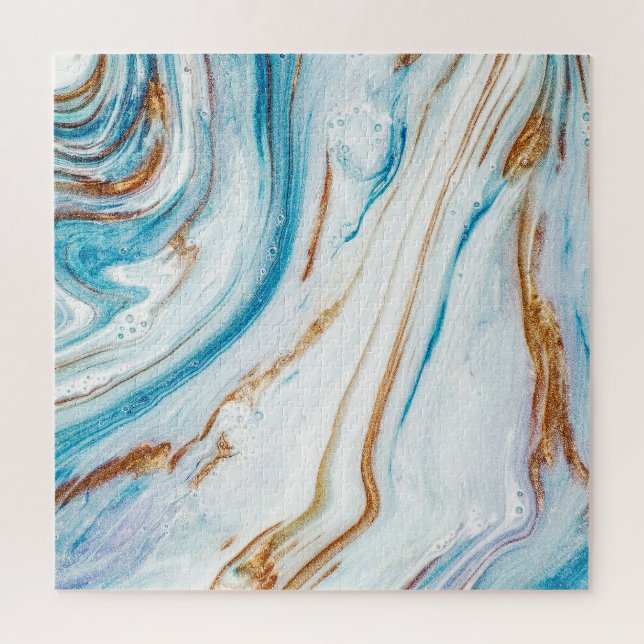 Abstract Ocean Luxury Marble Swirls Jigsaw Puzzle (Vertical)