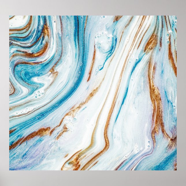 Abstract Ocean Luxury Marble Swirls Poster (Front)