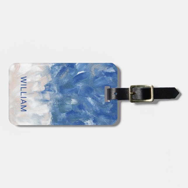 Abstract Ocean Personalised Name  Luggage Tag (Front Horizontal)