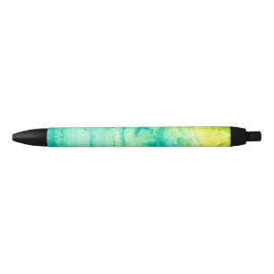 Abstract Ocean Watercolor Painting Black Ink Pen