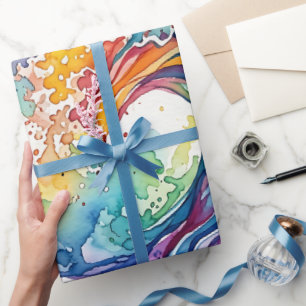Abstract Ocean Wave Rainbow Wrapping Paper