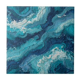 Abstract Ocean Wave Texture Ceramic Tile
