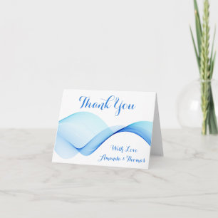 Abstract Ocean Wave Thank You Blue Personalised Card