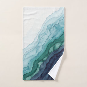 Abstract Ocean Waves Bath Towel Set
